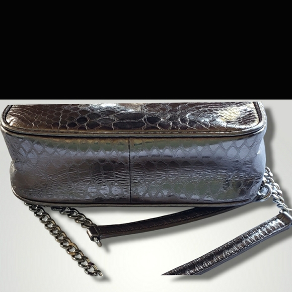 Michael Kors Sloan Silver Python embossed Leather Crossbody Purse - Picture 6 of 11